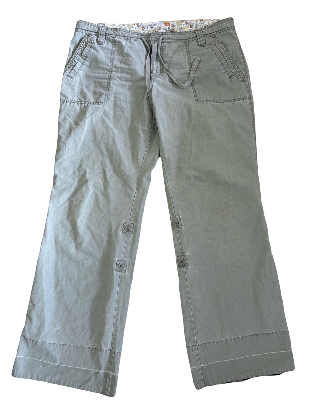 Early 2000’s Old Navy Wide-Leg Cargo Jeans in Light Olive Green